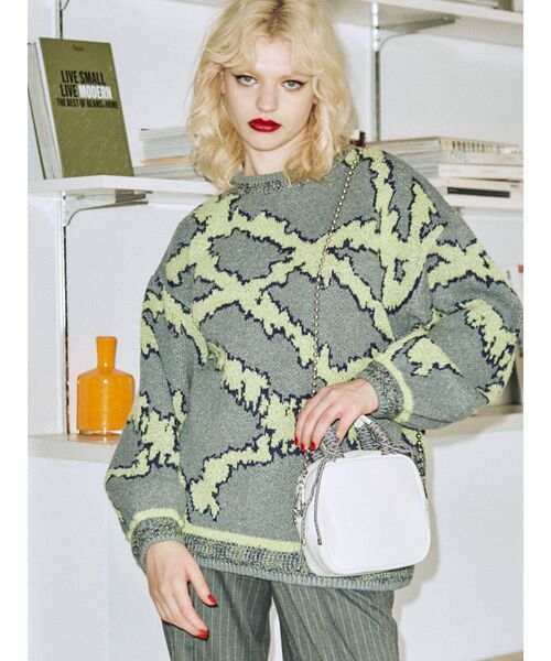 jouetie（ジュエティ）の「クレイジージャカードニット（ニット/セーター・レディース・ブラック/グレー/ボルドー・MEDIUM）」の8枚目の写真