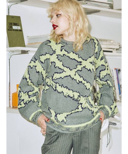 jouetie（ジュエティ）の「クレイジージャカードニット（ニット/セーター・レディース・ブラック/グレー/ボルドー・MEDIUM）」の9枚目の写真