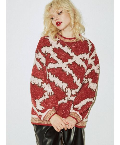 jouetie（ジュエティ）の「クレイジージャカードニット（ニット/セーター・レディース・ブラック/グレー/ボルドー・MEDIUM）」の13枚目の写真