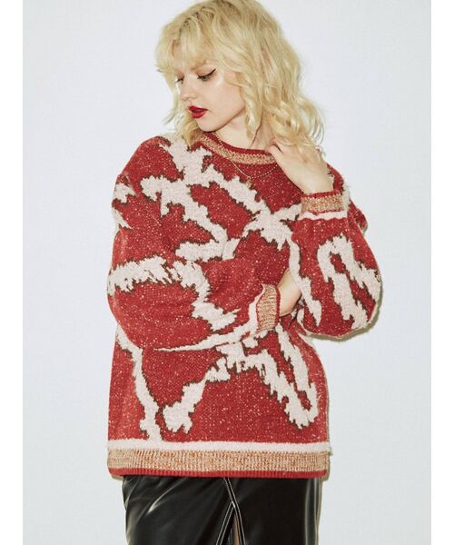 jouetie（ジュエティ）の「クレイジージャカードニット（ニット/セーター・レディース・ブラック/グレー/ボルドー・MEDIUM）」の14枚目の写真