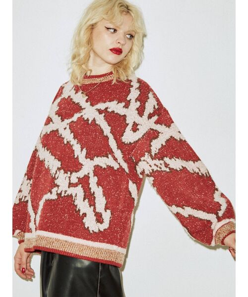 jouetie（ジュエティ）の「クレイジージャカードニット（ニット/セーター・レディース・ブラック/グレー/ボルドー・MEDIUM）」の15枚目の写真