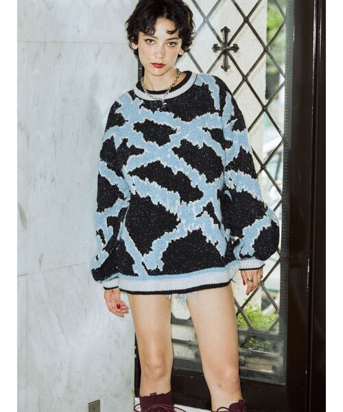 jouetie（ジュエティ）の「クレイジージャカードニット（ニット/セーター・レディース・ブラック/グレー/ボルドー・MEDIUM）」の19枚目の写真