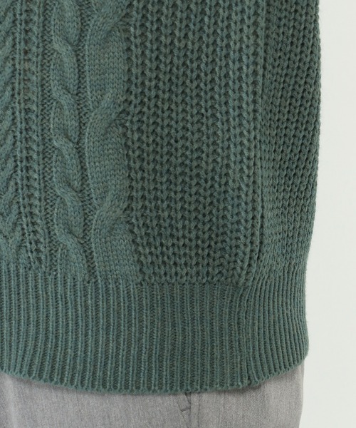 ikka（イッカ）の「【洗濯機で洗える】抗菌アランケーブルリサイクルニット（ニット/セーター・メンズ・グレー/オフホワイト/ターコイズブルー/ネイビー/オリーブ・M/S/XL/L）」の18枚目の写真