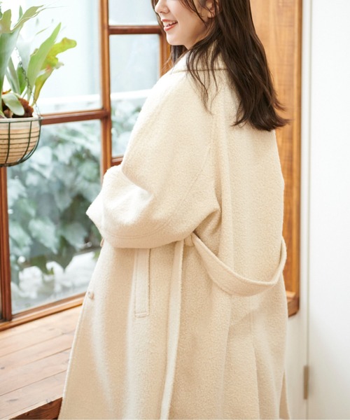 FREE'S MART（フリーズマート）の「◆ブークレベルト付きステンカラーコート（ステンカラーコート・レディース・グリーン/ホワイト/ブラウン・SMALL/MEDIUM）」の9枚目の写真