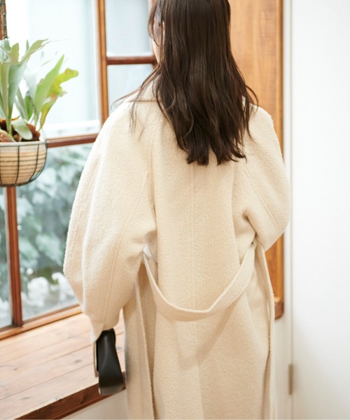 FREE'S MART（フリーズマート）の「◆ブークレベルト付きステンカラーコート（ステンカラーコート・レディース・グリーン/ホワイト/ブラウン・SMALL/MEDIUM）」の14枚目の写真