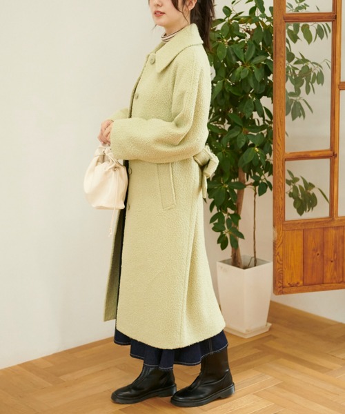 FREE'S MART（フリーズマート）の「◆ブークレベルト付きステンカラーコート（ステンカラーコート・レディース・グリーン/ホワイト/ブラウン・SMALL/MEDIUM）」の11枚目の写真