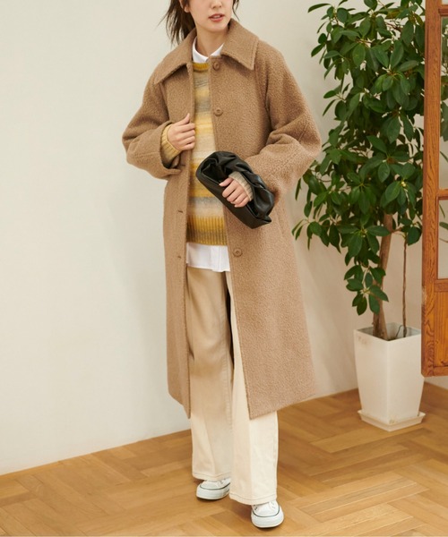 FREE'S MART（フリーズマート）の「◆ブークレベルト付きステンカラーコート（ステンカラーコート・レディース・グリーン/ホワイト/ブラウン・SMALL/MEDIUM）」の7枚目の写真