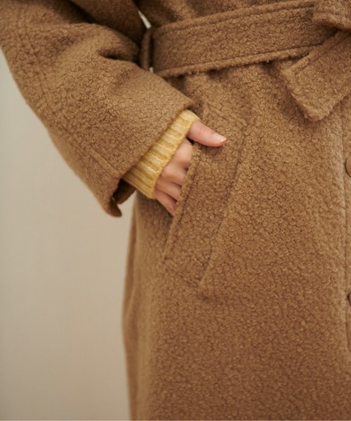 FREE'S MART（フリーズマート）の「◆ブークレベルト付きステンカラーコート（ステンカラーコート・レディース・グリーン/ホワイト/ブラウン・SMALL/MEDIUM）」の13枚目の写真