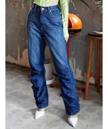 ドレープデザインワイドデニムパンツ