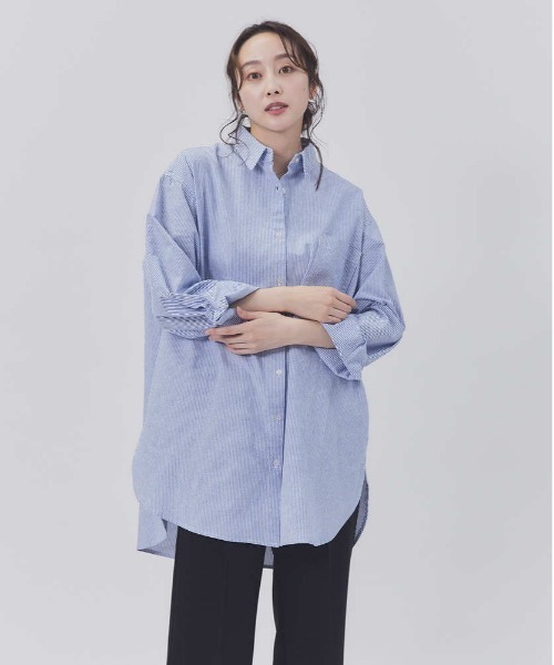 BACK NUMBER（バックナンバー）の「【BACK NUMBER】カラーストライプビッグシャツ（シャツ/ブラウス・レディース・ネイビー/ピンク/オレンジ/ブルー/グリーン・M-L）」の4枚目の写真