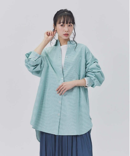 BACK NUMBER（バックナンバー）の「【BACK NUMBER】カラーストライプビッグシャツ（シャツ/ブラウス・レディース・ネイビー/ピンク/オレンジ/ブルー/グリーン・M-L）」の2枚目の写真