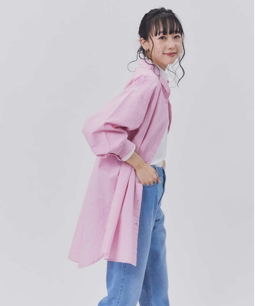 BACK NUMBER（バックナンバー）の「【BACK NUMBER】カラーストライプビッグシャツ（シャツ/ブラウス・レディース・ネイビー/ピンク/オレンジ/ブルー/グリーン・M-L）」の19枚目の写真