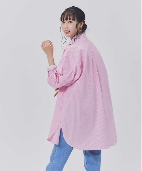 BACK NUMBER（バックナンバー）の「【BACK NUMBER】カラーストライプビッグシャツ（シャツ/ブラウス・レディース・ネイビー/ピンク/オレンジ/ブルー/グリーン・M-L）」の20枚目の写真