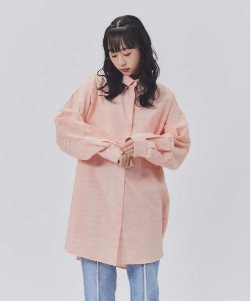 BACK NUMBER（バックナンバー）の「【BACK NUMBER】カラーストライプビッグシャツ（シャツ/ブラウス・レディース・ネイビー/ピンク/オレンジ/ブルー/グリーン・M-L）」の22枚目の写真