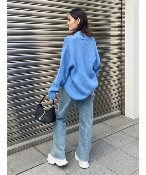 EVRIS(エヴリス)の「SUNNYハーフジップニットトップス(ニット/セーター・レディース・ブルー/ピンク/グリーン・FREE)」の7枚目の写真