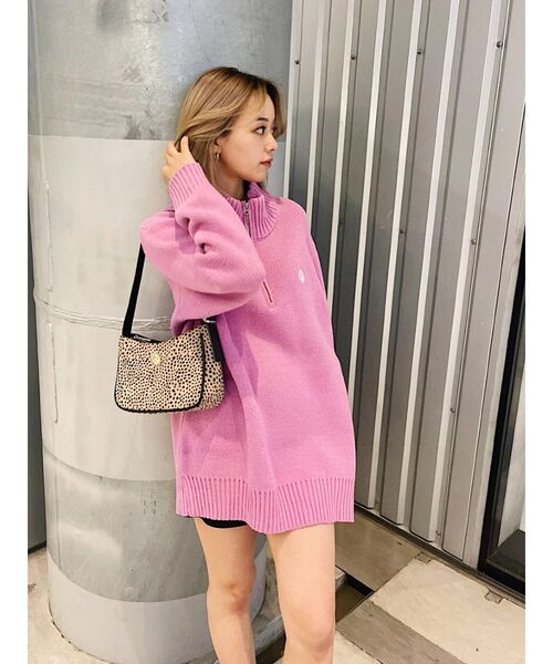 EVRIS(エヴリス)の「SUNNYハーフジップニットトップス(ニット/セーター・レディース・ブルー/ピンク/グリーン・FREE)」の10枚目の写真