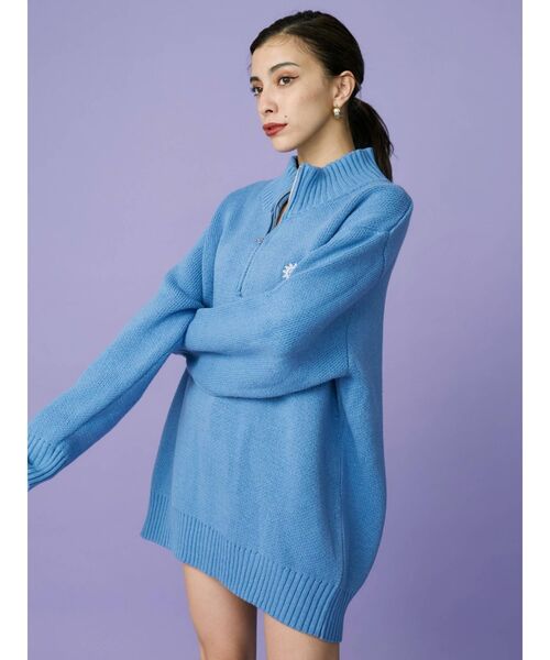 EVRIS(エヴリス)の「SUNNYハーフジップニットトップス(ニット/セーター・レディース・ブルー/ピンク/グリーン・FREE)」の14枚目の写真