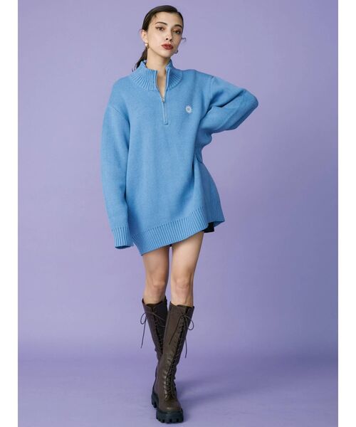 EVRIS(エヴリス)の「SUNNYハーフジップニットトップス(ニット/セーター・レディース・ブルー/ピンク/グリーン・FREE)」の15枚目の写真