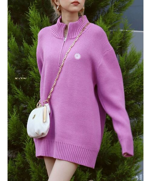 EVRIS(エヴリス)の「SUNNYハーフジップニットトップス(ニット/セーター・レディース・ブルー/ピンク/グリーン・FREE)」の20枚目の写真