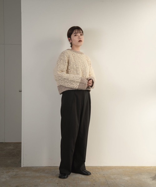 lawgy（ラウジー）の「mix color double jacquard knit（ニット/セーター・レディース・アイボリー/ブラウン・FREE）」の6枚目の写真