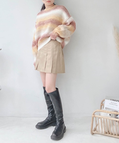 AS KNOW AS plus(アズノゥアズプラス)の「○ベルト付き チノ プリーツミニスカート(スカート・レディース・ブラック/カーキ/ベージュ・FREE)」の8枚目の写真