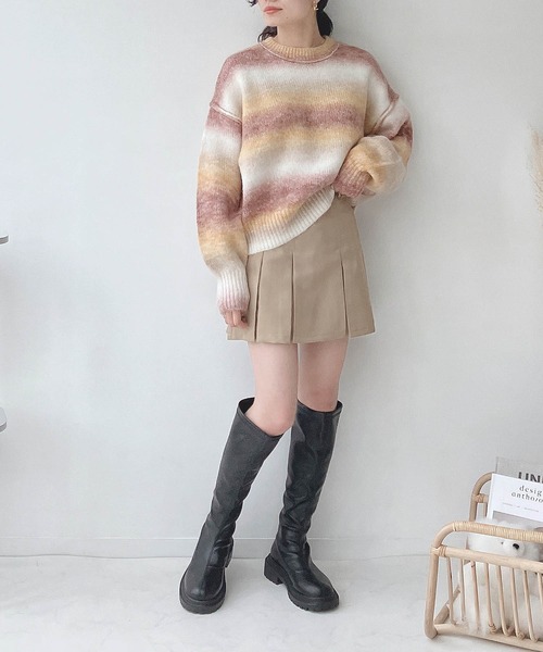 AS KNOW AS plus(アズノゥアズプラス)の「○ベルト付き チノ プリーツミニスカート(スカート・レディース・ブラック/カーキ/ベージュ・FREE)」の9枚目の写真