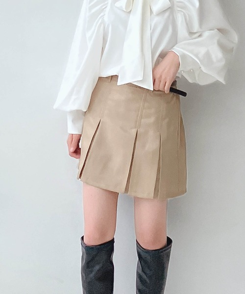 AS KNOW AS plus(アズノゥアズプラス)の「○ベルト付き チノ プリーツミニスカート(スカート・レディース・ブラック/カーキ/ベージュ・FREE)」の11枚目の写真