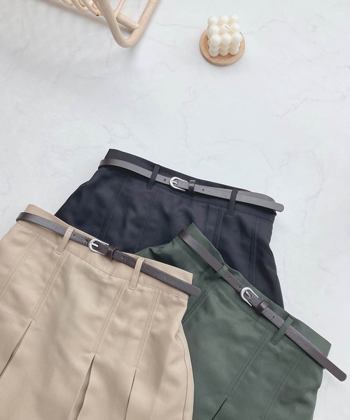 AS KNOW AS plus(アズノゥアズプラス)の「○ベルト付き チノ プリーツミニスカート(スカート・レディース・ブラック/カーキ/ベージュ・FREE)」の17枚目の写真