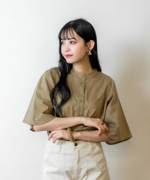 atONE(アットワン)の「atONE 半端袖 バタフライスリーブブラウス(シャツ/ブラウス・レディース・ブラック/ベージュ/オフホワイト・FREE)」の17枚目の写真