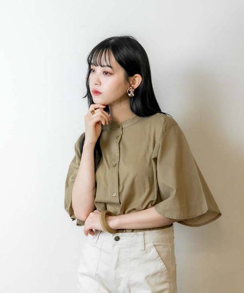 atONE(アットワン)の「atONE 半端袖 バタフライスリーブブラウス(シャツ/ブラウス・レディース・ブラック/ベージュ/オフホワイト・FREE)」の15枚目の写真