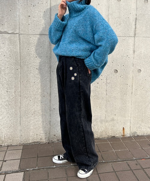 kutir（クティール）の「フラワー刺繍カラーツイルワイドパンツ（その他パンツ・レディース・アイボリー/カーキ/ピンク/ブラック・SMALL/LARGE/MEDIUM）」の14枚目の写真