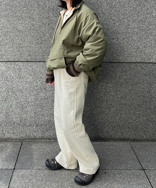 kutir（クティール）の「フラワー刺繍カラーツイルワイドパンツ（その他パンツ・レディース・アイボリー/カーキ/ピンク/ブラック・SMALL/LARGE/MEDIUM）」の8枚目の写真