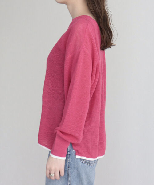 fredy emue(フレディエミュ)の「リネン片畦配色プルオーバー(ニット/セーター・レディース・チャコールグレー/オフホワイト/グリーン/ピンク・38)」の22枚目の写真