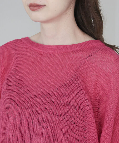 fredy emue(フレディエミュ)の「リネン片畦配色プルオーバー(ニット/セーター・レディース・チャコールグレー/オフホワイト/グリーン/ピンク・38)」の18枚目の写真