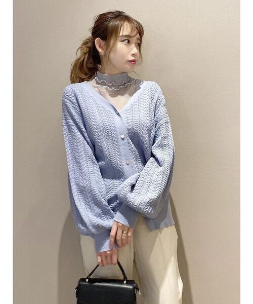 ★美品★Ameri クロシェ　ロングカーディガン dazzlin（ダズリン）の「クロシェロングカーディガン（カーディガン