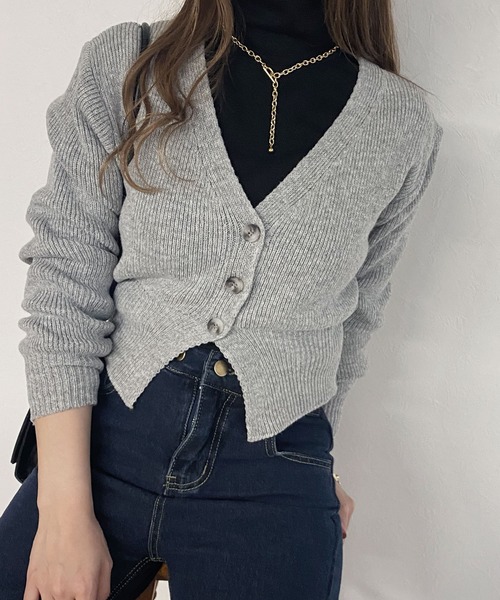 ZOZO限定】クロップドリブカーディガン / ショート丈 クロップド丈