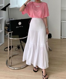 ギンガムチェック柄ロングスカート