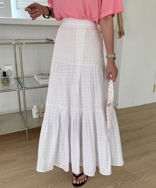 ANOTHER S(アナザーエス)の「ギンガムチェック柄ロングスカート(スカート・レディース・グリーン/ブラック/ホワイト・FREE)」の19枚目の写真