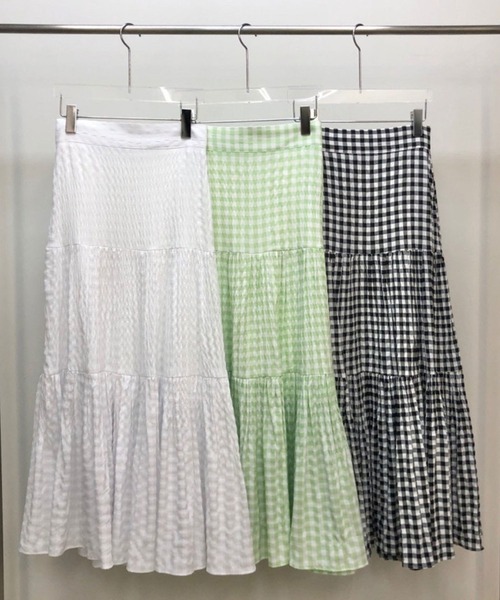 ANOTHER S(アナザーエス)の「ギンガムチェック柄ロングスカート(スカート・レディース・グリーン/ブラック/ホワイト・FREE)」の12枚目の写真