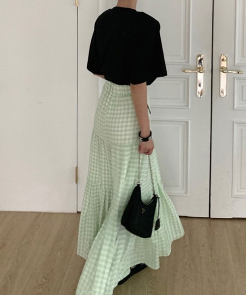 ANOTHER S(アナザーエス)の「ギンガムチェック柄ロングスカート(スカート・レディース・グリーン/ブラック/ホワイト・FREE)」の17枚目の写真
