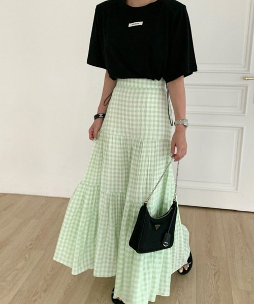 ANOTHER S(アナザーエス)の「ギンガムチェック柄ロングスカート(スカート・レディース・グリーン/ブラック/ホワイト・FREE)」の20枚目の写真