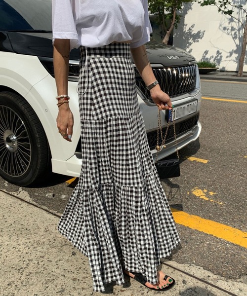 ANOTHER S(アナザーエス)の「ギンガムチェック柄ロングスカート(スカート・レディース・グリーン/ブラック/ホワイト・FREE)」の15枚目の写真