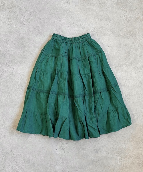 A BOND（アボンド）の「india ティアードスカート(kids/S～LL）（スカート・キッズ・レッド/ピンク/グリーン/ブラック・S/M/L/LL）」の2枚目の写真