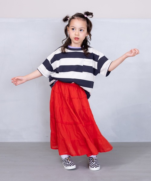 A BOND（アボンド）の「india ティアードスカート(kids/S～LL）（スカート・キッズ・レッド/ピンク/グリーン/ブラック・S/M/L/LL）」の5枚目の写真