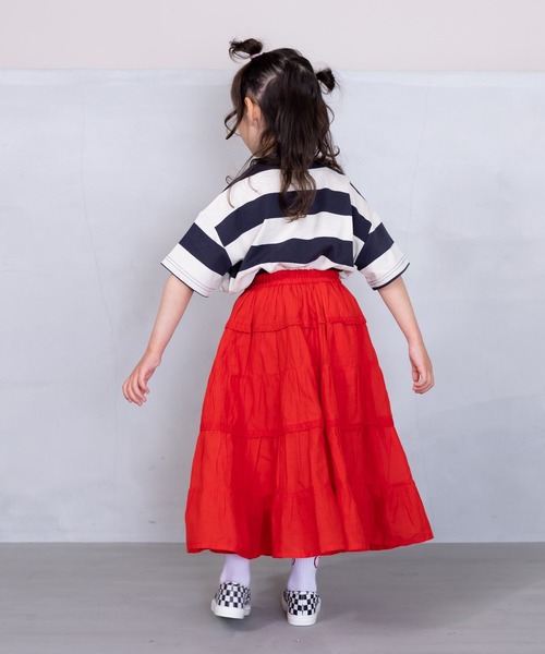 A BOND（アボンド）の「india ティアードスカート(kids/S～LL）（スカート・キッズ・レッド/ピンク/グリーン/ブラック・S/M/L/LL）」の6枚目の写真
