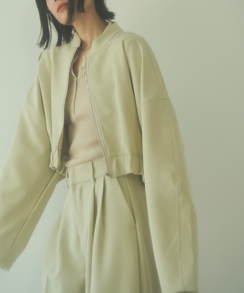 セットアップ クロップド丈 ブルゾン 配色 ジャケット パンツ HANNE（アン）の「【セットアップ対応】クロップドブルゾン