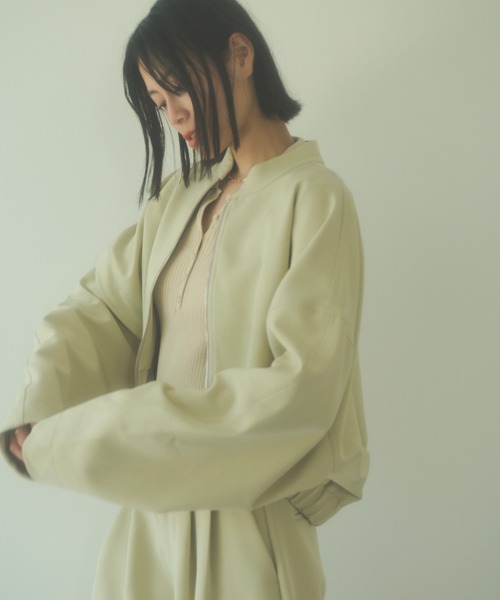 HANNE(アン)の「【セットアップ対応】クロップドブルゾン(ブルゾン・レディース・ベージュ/ブルー・フリー)」の6枚目の写真