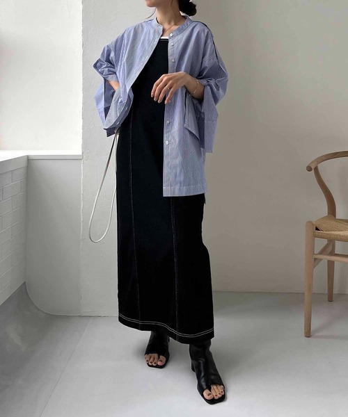 CAPRICIEUX LE'MAGE（カプリシューレマージュ）の「ボタンスリットシャツ（シャツ/ブラウス・レディース・ブルー/ホワイト/ネイビー・FREE）」の7枚目の写真