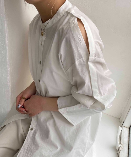 CAPRICIEUX LE'MAGE（カプリシューレマージュ）の「ボタンスリットシャツ（シャツ/ブラウス・レディース・ブルー/ホワイト/ネイビー・FREE）」の21枚目の写真