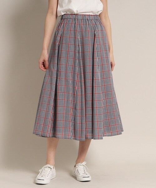 Dessin（デッサン）の「◆【新色登場・ウエストゴム】映えチェック/ストライプスカート<XS~L>（スカート・レディース・グリーン系その他3/ネイビー系7/レッド系3/イエロー系1/ガンメタ/モスグリーン系1/ブルー系1/ホワイト系5・00/03/01/02）」の8枚目の写真